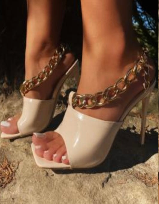 Sassy Gold Chained Strap Heels